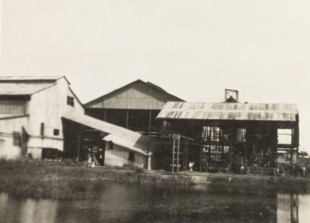 Sugar factory, Trinidad and Tobago. View of the sugar processing factory and outbuildings on a