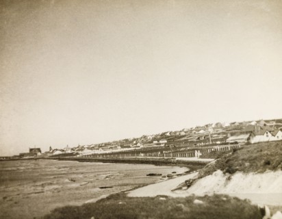 Port Stanley, East Falkland. View along the coastline of the the isle of East Falkland to the town