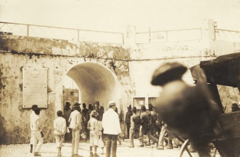 Fort in the Netherlands Antilles . The entrance to a coastal fort. Netherlands Antilles, circa 1906
