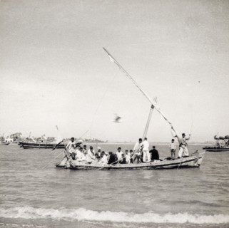 The Ghoghla to Diu ferry. Passengers are ferried across the Gulf of Cambay (Khambhat) from the