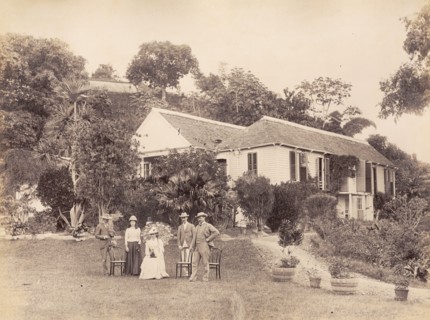 A viceroy at Craighton House. A European viceroy and his family pose for a group portrait in the