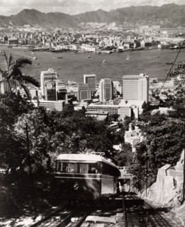 The Peak Tramway, Hong Kong. A tram runs along the Peak Tramway to the top of Victoria Peak, a