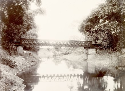 Railway bridge over Caroni River, Trinidad. View of a railway bridge crossing the Caroni River on