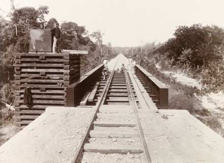 Trinidad Bridge over the Balata River. View across Trinidad Bridge, a railway bridge over the