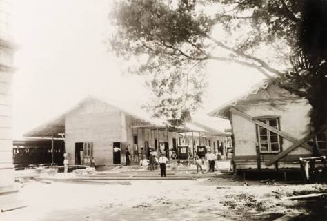 Extension work at the Port of Spain railway station. The telegraph office is removed during