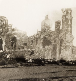 Ruins of Albert Cathedral, France. The ruins of Albert Cathedral, a Romanesque basilica damaged by