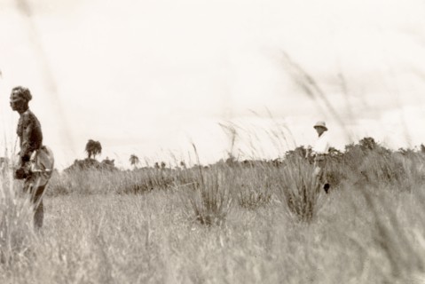 Snipe hunting in paddy fields, Calcutta. James Murray goes snipe hunting with a 'shikari' (hunter)