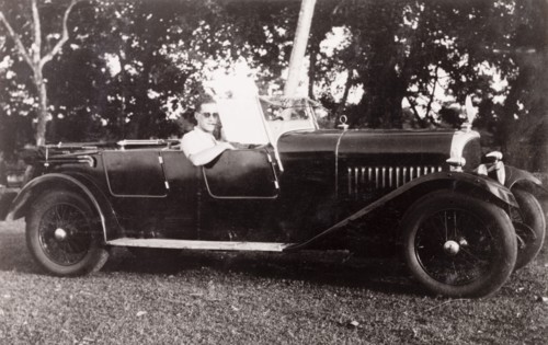 Embarking on a journey on the Grand Trunk Road. British colonist Noel Stokes sits in his Avion