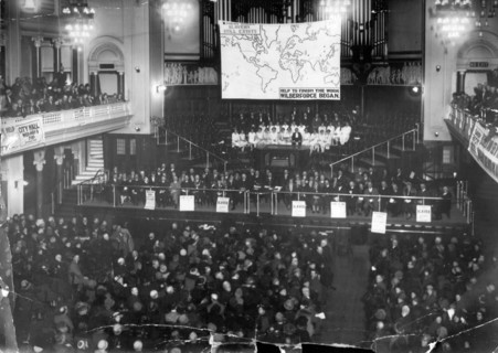 Anti-slavery meeting, Hull. English anti-slavery campaigners pack out a theatre in Hull for a