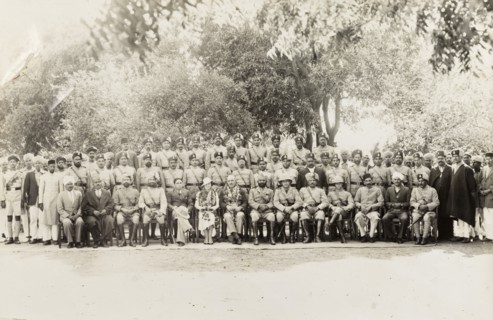 Indian police force. Group portrait of a line up of Indian and British police officers. The Chief