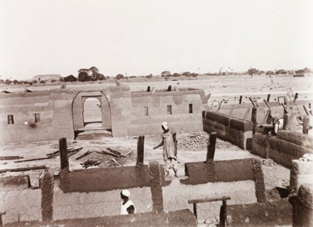 Construction of a new school in Kano. View over the construction site of a new school, where