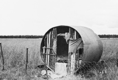 A shepherd's hut on the Laikipia plains. A shepherd's hut, made from a cylinder of corrugated iron