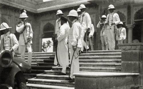 Viceregal entourage at Daly College. Officers of Lord Irwin's viceregal entourage, all in full