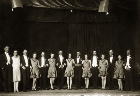 Cabaret performance at Orpheus Theatre. Officers of the West Yorkshire Regiment (The Prince of