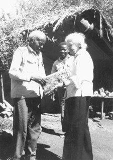 Kamante with Ingrid Lindstrom. Kamante, once head servant and cook for Baroness Karen Blixen, shows