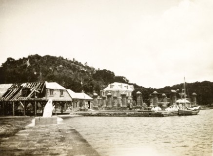 Former Royal Navy dockyard, Antigua. The old masthouse at a historic dockyard in English Harbour,