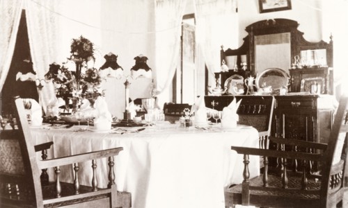 Governor's dining room at Edakkara lodge. Interior shot of a dining room in the bungalow at