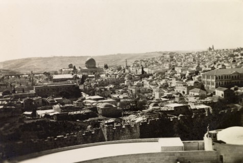 Jerusalem. View across the city of Jerusalem to the golden dome of the Mosque of Umar (Dome of the