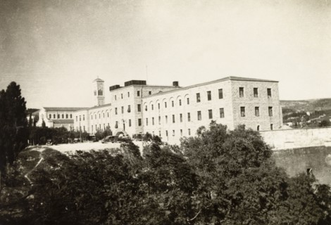 A Franciscan monastery, Nazareth. View of a large, colonial-style building identified as a