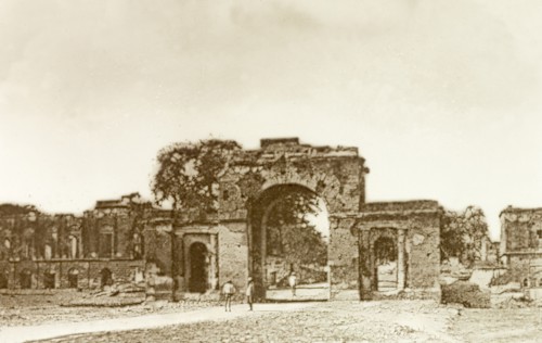 Bailey Guard Gate, Lucknow. The ruins of the Bailey Guard Gate at the British Residency, through