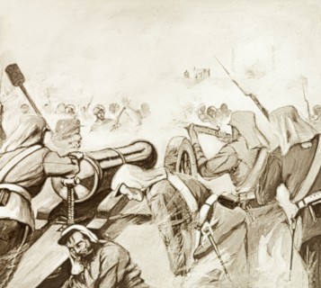 Lieutenant Willoughby's brave party'. An illustration depicts violent conflict in Delhi between