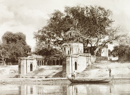 Deserted British hospital, Cawnpore. The ditch and walls of the British hospital at Cawnpore,