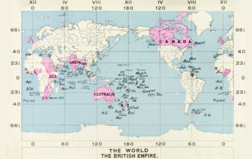 Map of the British Empire, 1914. The territories of the British Empire in 1914 are highlighted in