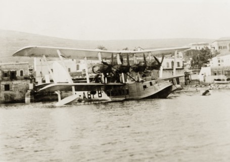A 'Short Kent' flying boat. An Imperial Airways 'Short Kent' flying boat, model G-ABFB, resting