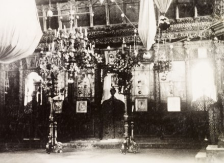 Interior of Church of the Nativity, Bethlehem. The ornate interior of the Church of the Nativity,