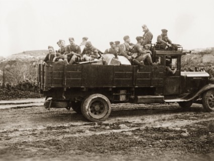 British soldiers in Palestine. A troop of British soldiers travel through the Palestinian