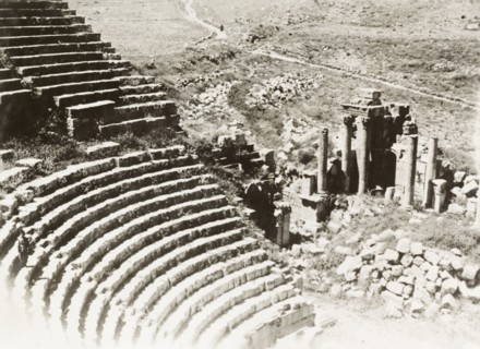 Roman amphitheatre, Palestine. The ruins of a Roman amphitheatre in Palestine. British Mandate of