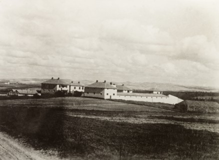 A Jewish 'kibbutz' . The buildings of a Jewish 'kibbutz' or intentional community. British Mandate