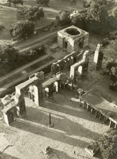The Qutb Minar complex, Delhi. View over the Qutb Minar complex from the Qutb Minar tower, showing