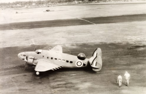 Royal Air Force reconnaissance aircraft. A Royal Air Force reconnaissance aircraft sits on a runway