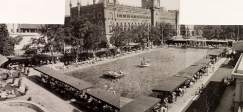 Calcutta Swimming Club, 1948. European bathers relax in and around the pool at Calcutta Swimming