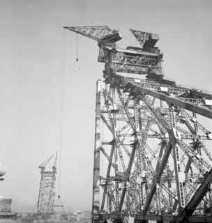 Howrah Bridge under construction. The Howrah Bridge under construction across the Hooghly River,