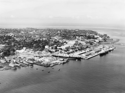 An aerial view of Suva, 1965. An aerial of Suva, the current Fijian capital, showing mostly the