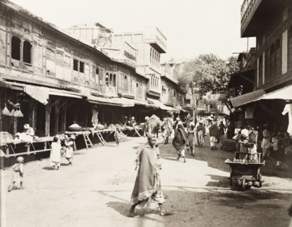 Commercial street in Peshawar. View along a commercial street in Peshawar, where shoppers browse