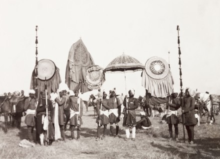 Standard-bearers of Rewah State, 1903. The standard-bearers of Rewah State display a selection of