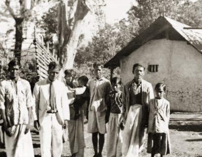 Evangelists visiting plantation workers, India. Two Methodist evangelists, J.A. Dennis and Monahan