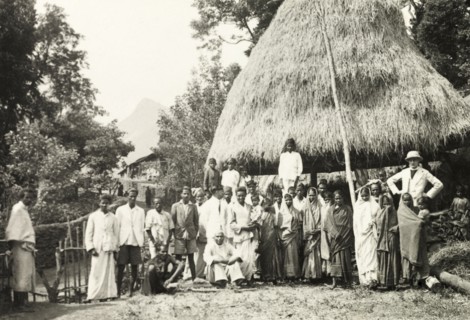 Methodist baptism ceremony, India. British missionary Reverend Norman Sargant poses with his