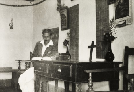 House prepared for a Christian service. The interior of a house on a coffee estate prepared for a