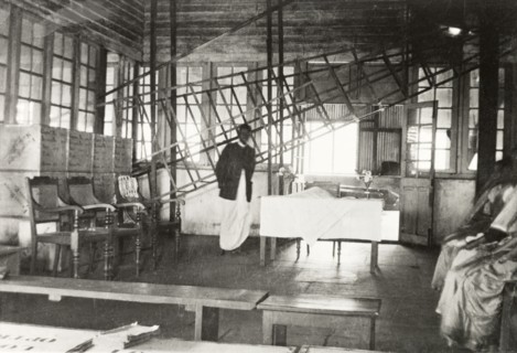 Tea factory laid out for a Christian ceremony. The interior of a factory on a tea estate prepared