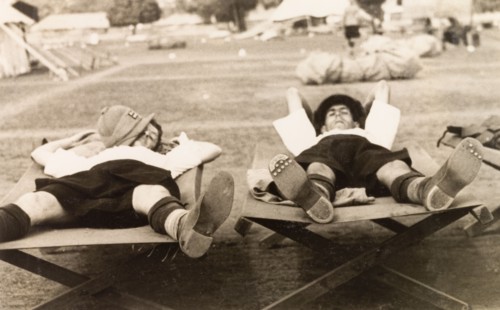 Herb and Jim still asleep'. Two officers of the Calcutta Scottish, an infantry regiment of the
