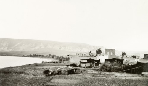 Tents at the Arab village of Samakh. Several bedouin tents are pitched on the outskirts of the Arab