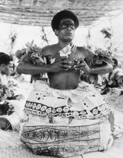 Preparing to drink a kava infusion. A Fijian man prepares to drink an infusion of water and