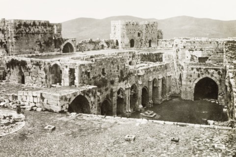 Inside the Krak de Chevaliers. The ruined interior of the Krak de Chevaliers, a prominent hill