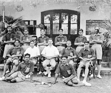 A hockey team at the Police Training School. W M Wright, probationary assistant superintendent,