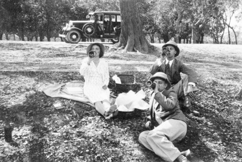 Picnic en route to Bareilly. Two members of the Police Training School and a female friend have a