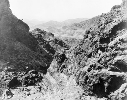 View of Landi Khana camp through the Jangi Gorge. Bell tents belonging to an Indian Army camp at
